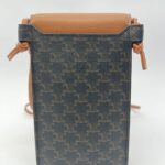 Phone Pouch With Flap Triomphe Canvas Tan GHW