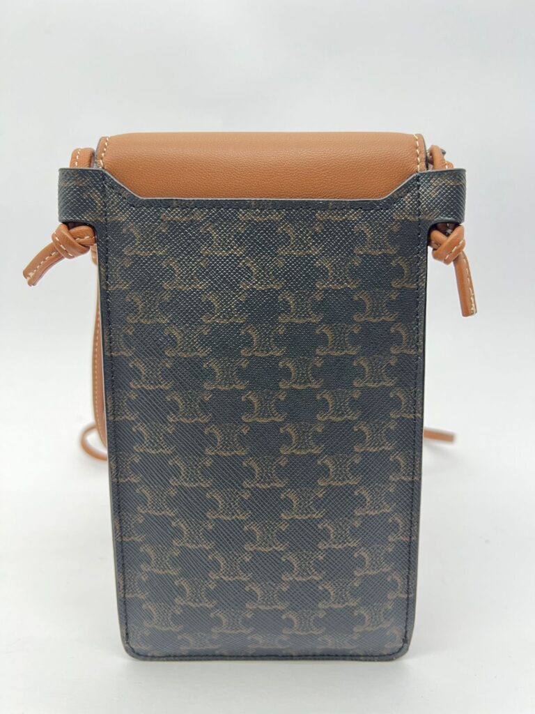 Phone Pouch With Flap Triomphe Canvas Tan GHW