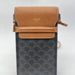 Phone Pouch With Flap Triomphe Canvas Tan GHW