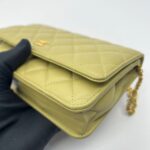 Wallet On Chain Coco Lambskin Olive Green GHW