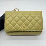 Wallet On Chain Coco Lambskin Olive Green GHW