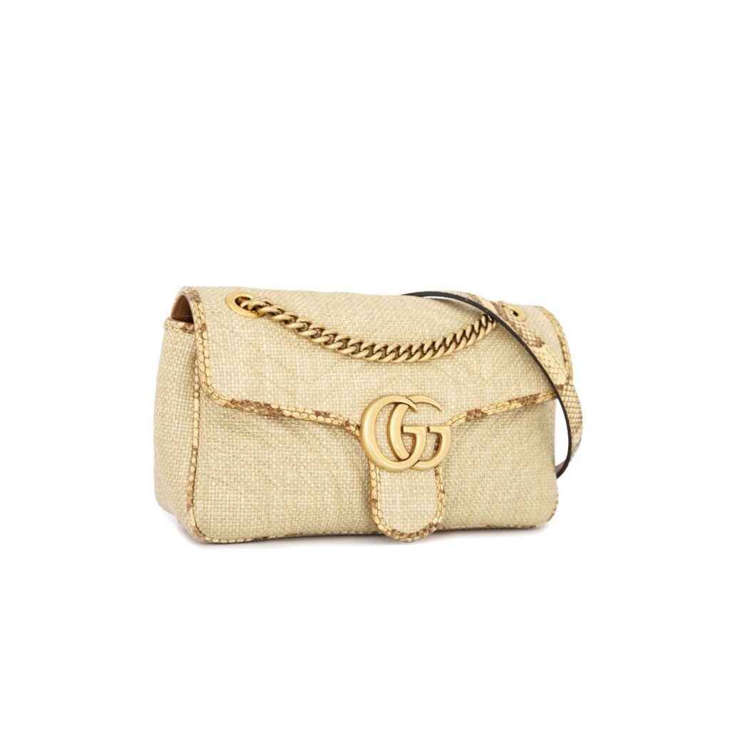 Marmont Small Raffia Elaphe Natural GHW