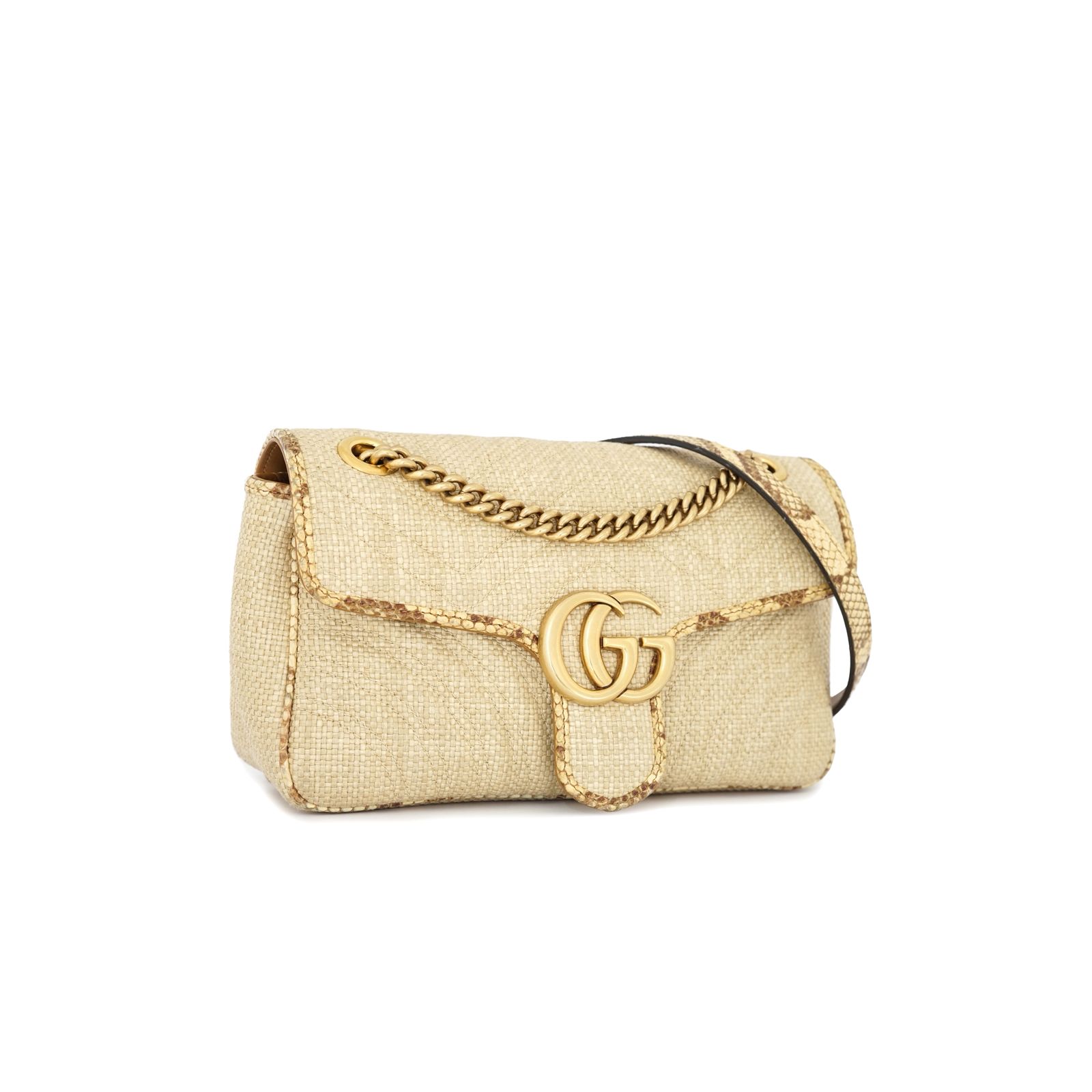 Marmont Small Raffia Elaphe Natural GHW