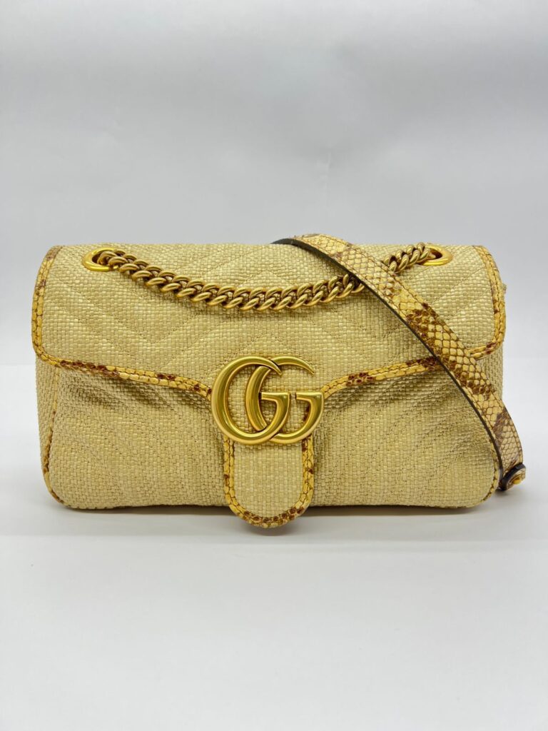 Marmont Small Raffia Elaphe Natural GHW