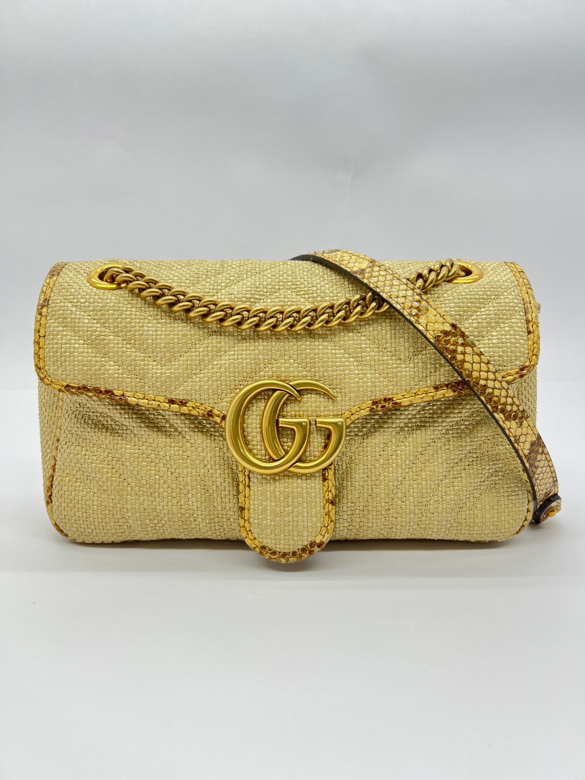 Marmont Small Raffia Elaphe Natural GHW