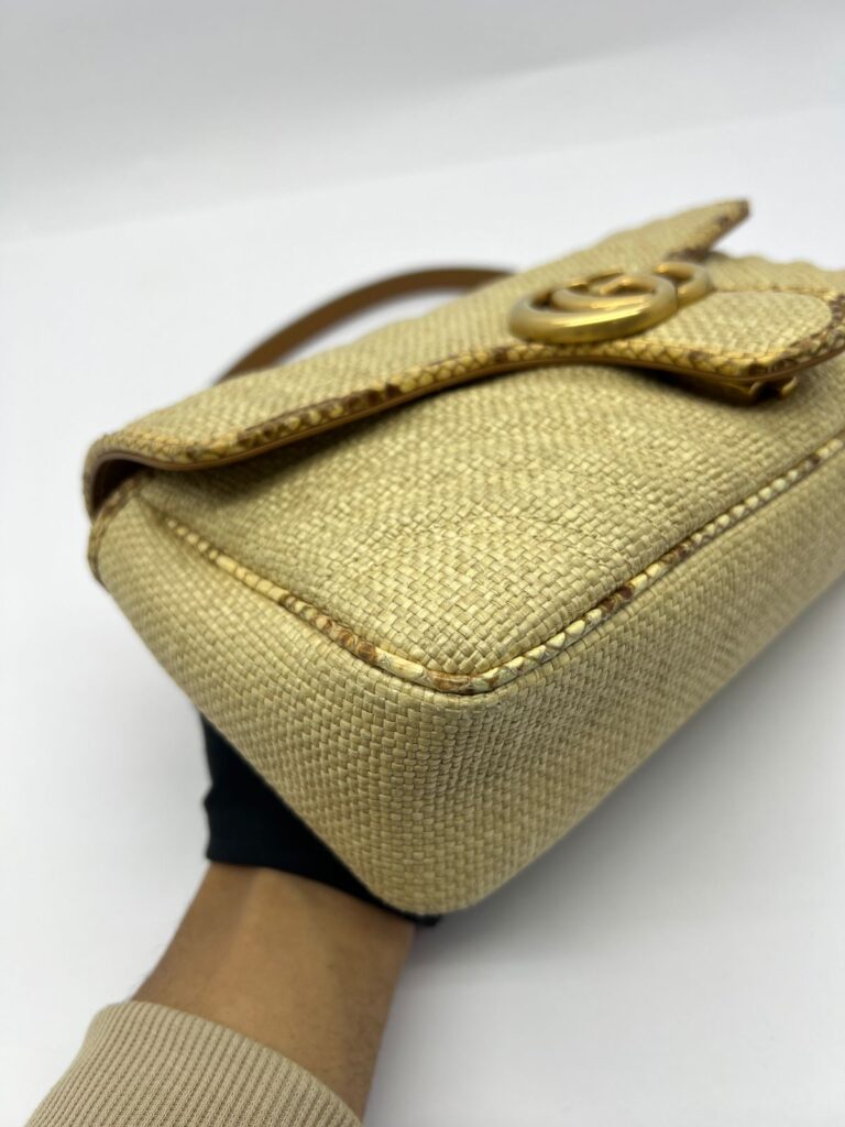 Marmont Small Raffia Elaphe Natural GHW