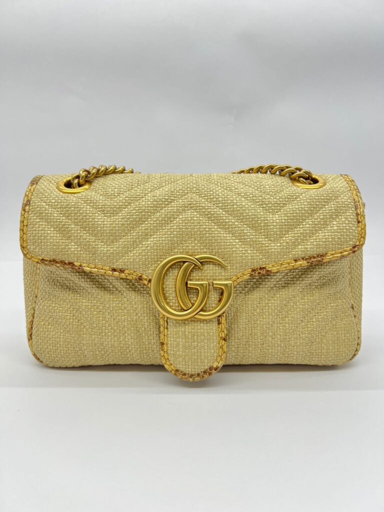 Marmont Small Raffia Elaphe Natural GHW