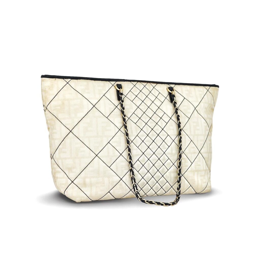 Zucca Quilted Chain Nylon Beige GHW