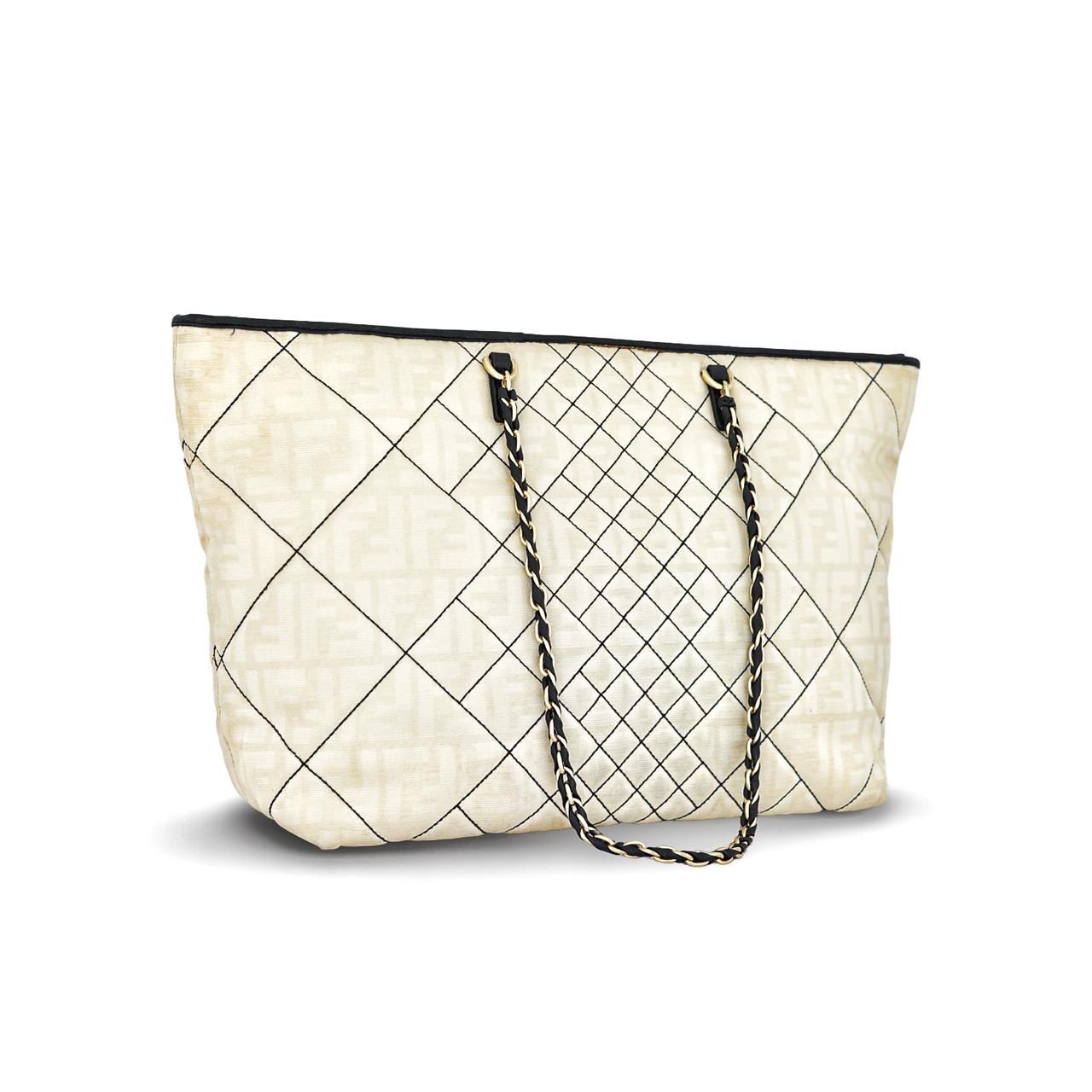 Zucca Quilted Chain Nylon Beige GHW