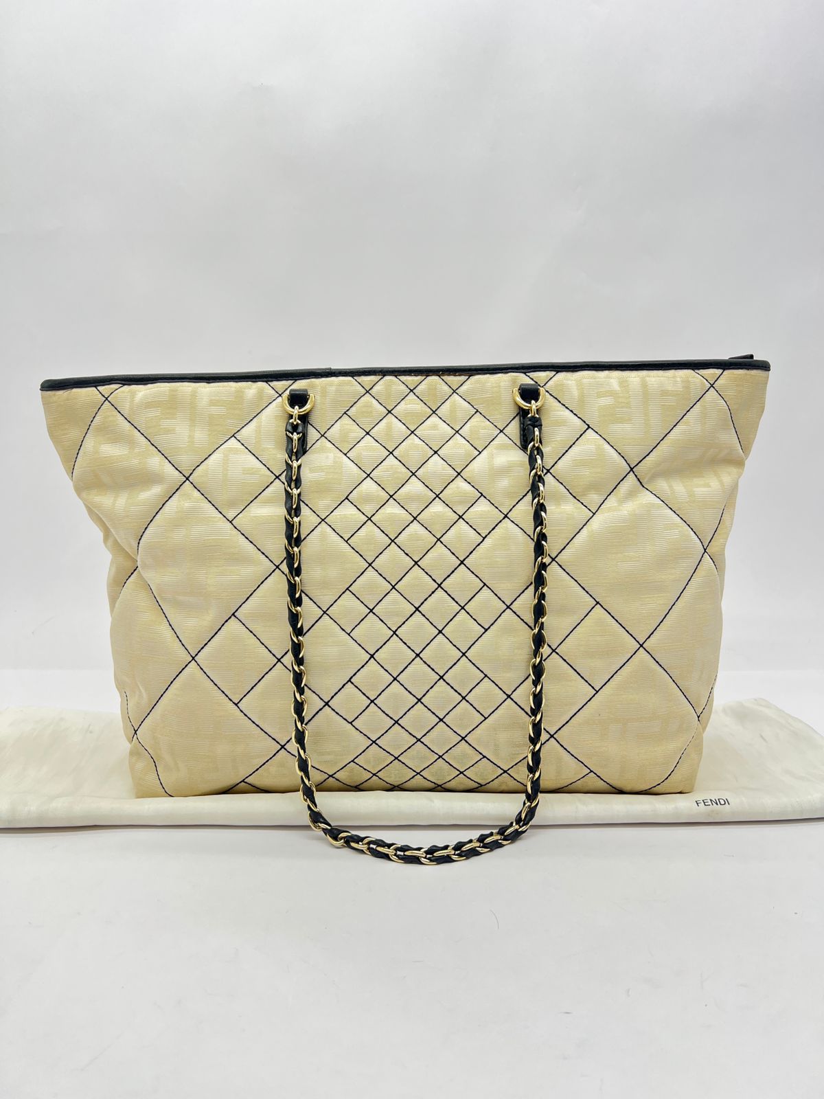 Zucca Quilted Chain Nylon Beige GHW