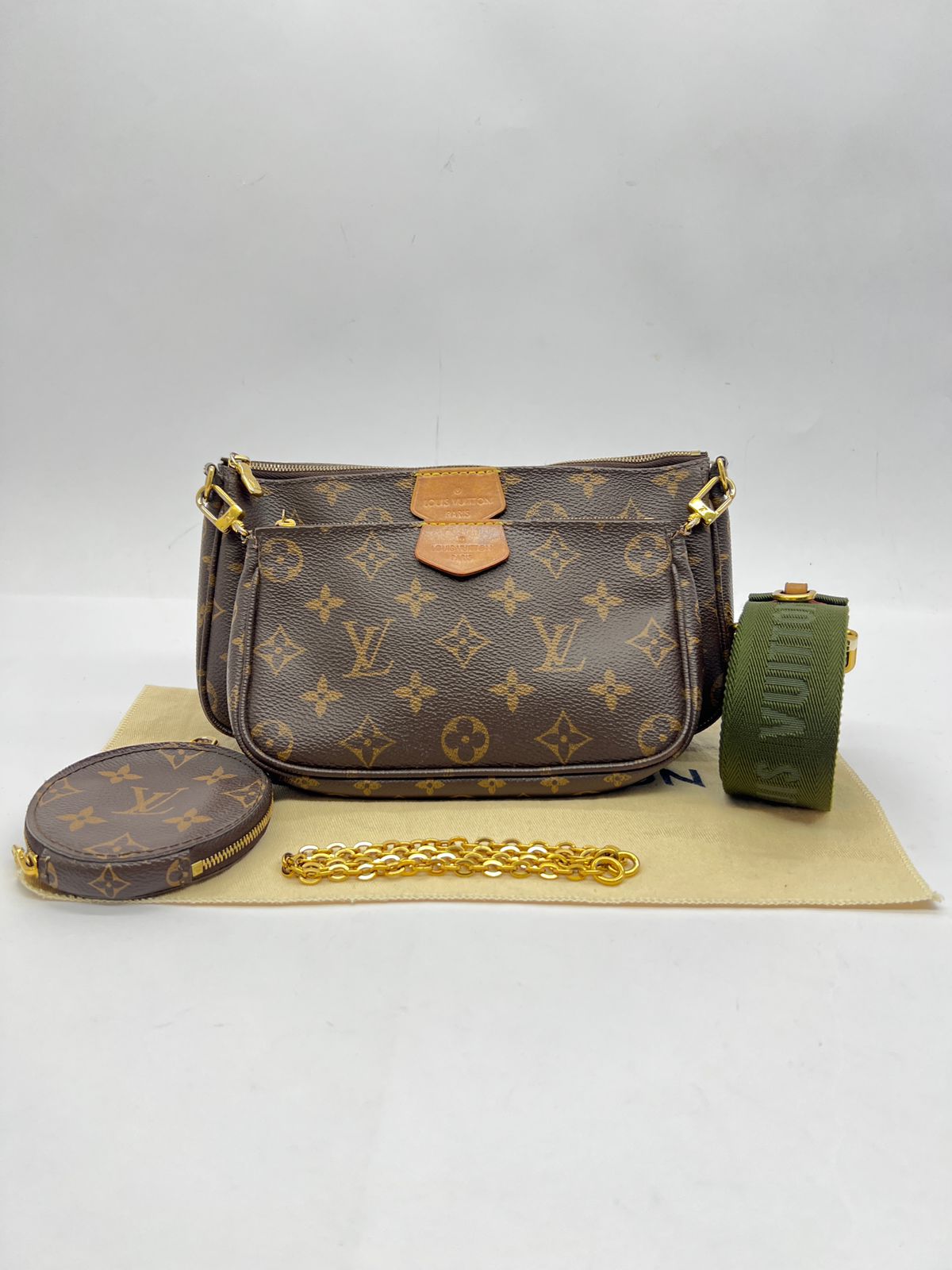 Multi Pochette Monogram Strap Khaki GHW