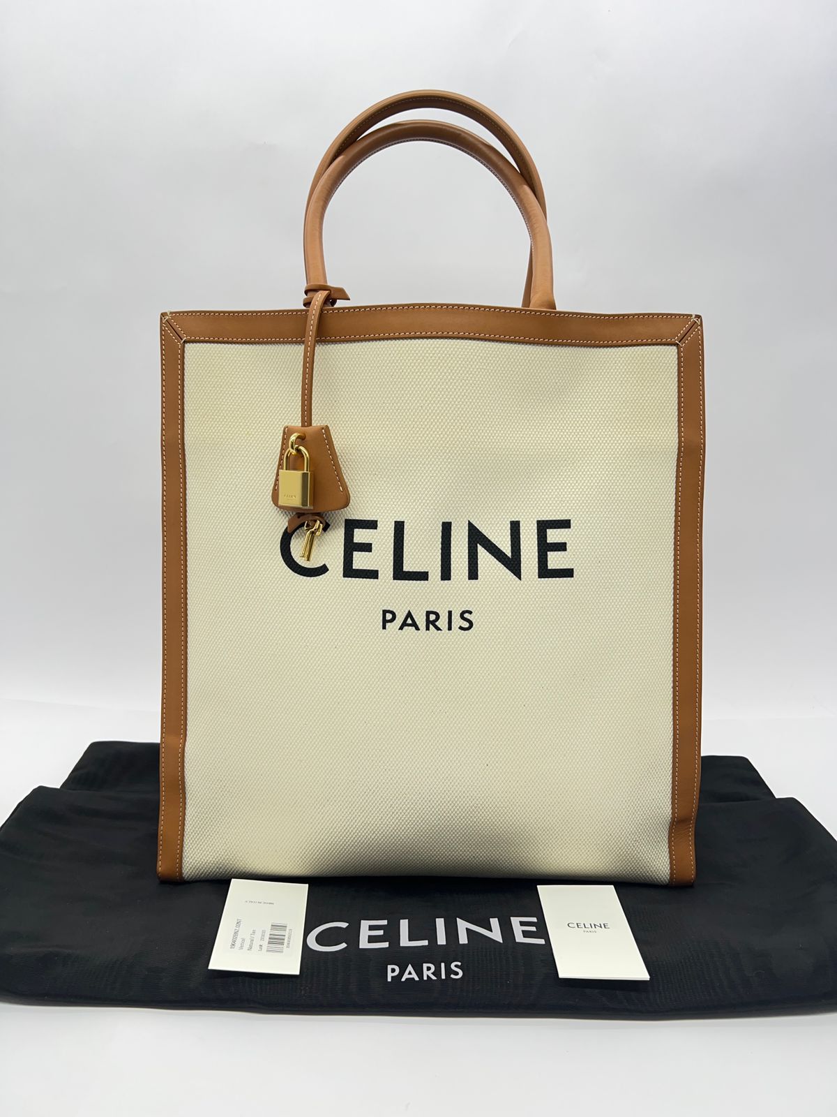 Large Cabas Vertical Canvas Natural / Tan GHW