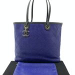 Fever Tote Bag Caviar Blue Black SHW