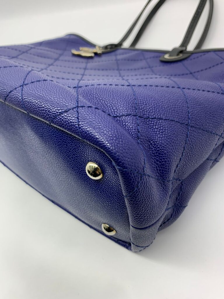 Fever Tote Bag Caviar Blue Black SHW