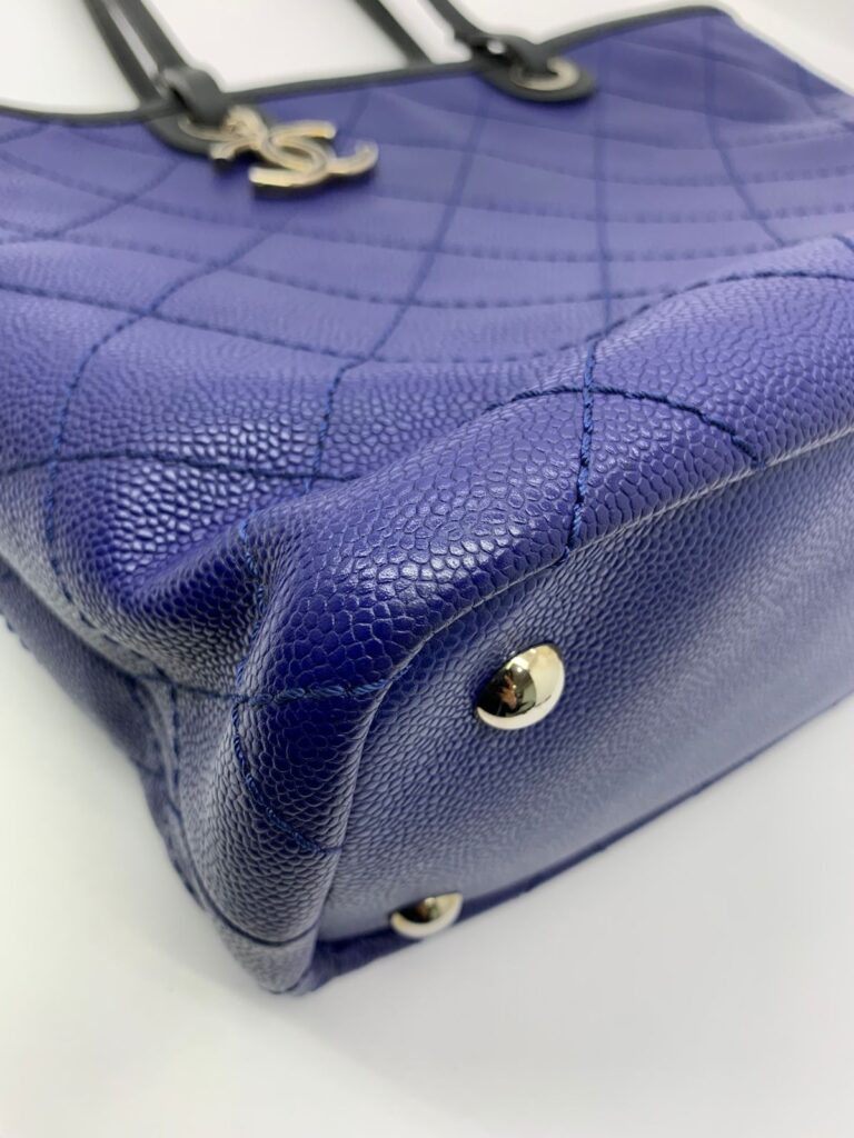 Fever Tote Bag Caviar Blue Black SHW