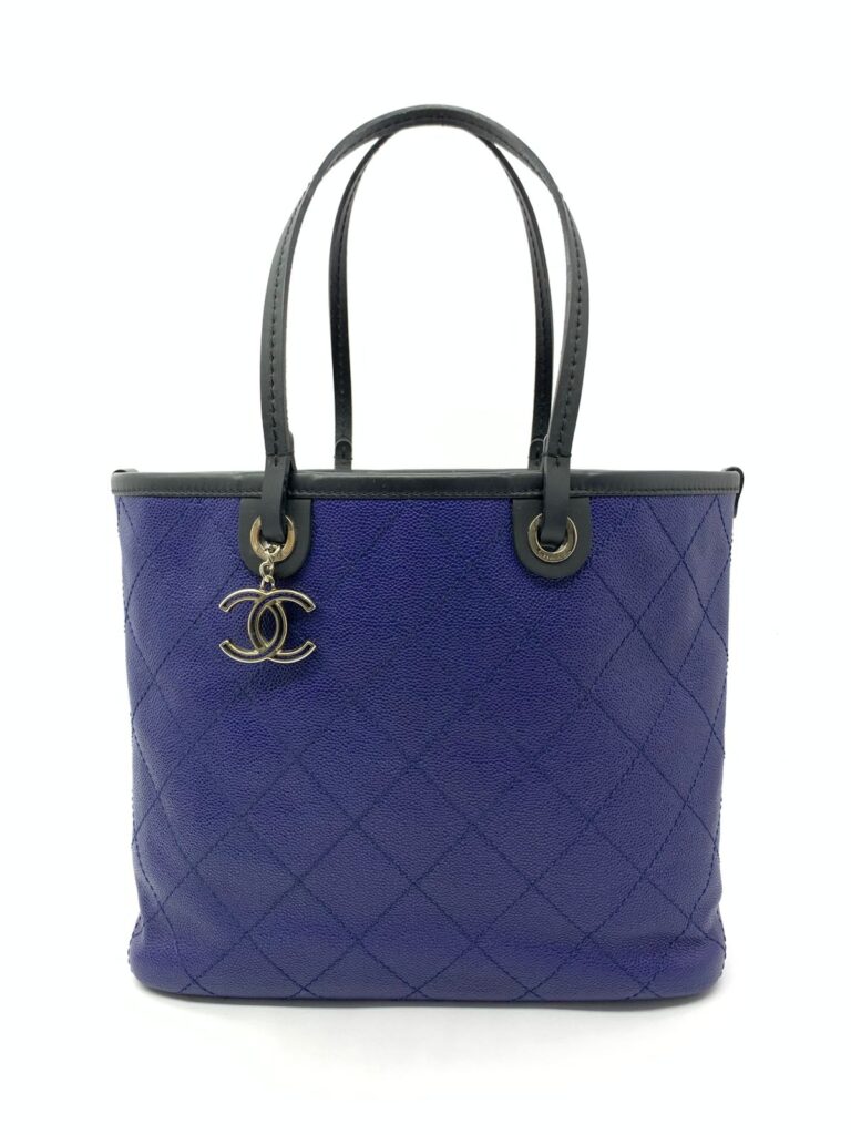 Fever Tote Bag Caviar Blue Black SHW