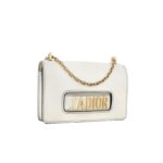 J'Adior Chain Flap Bag White GHW