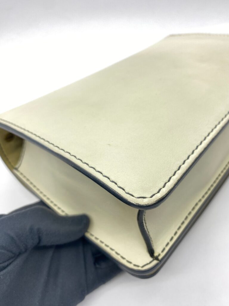 J'Adior Chain Flap Bag White GHW