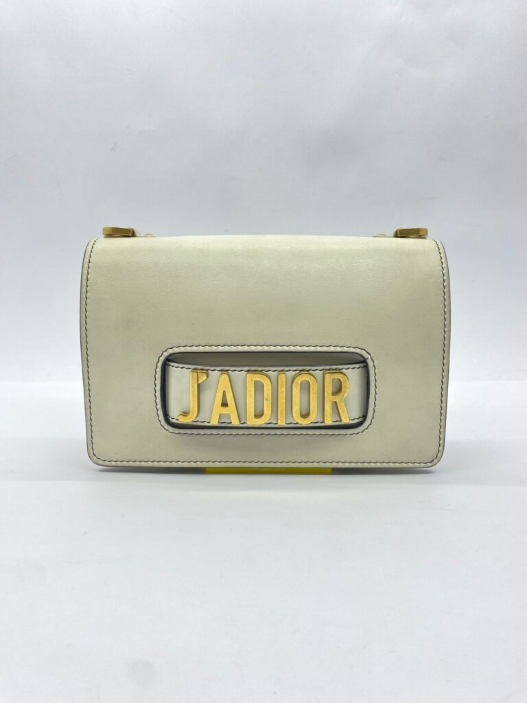 J'Adior Chain Flap Bag White GHW