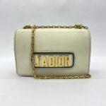 J'Adior Chain Flap Bag White GHW
