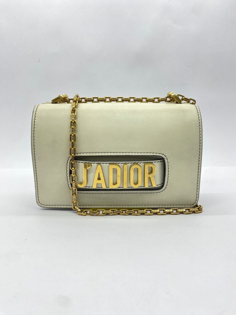 J'Adior Chain Flap Bag White GHW