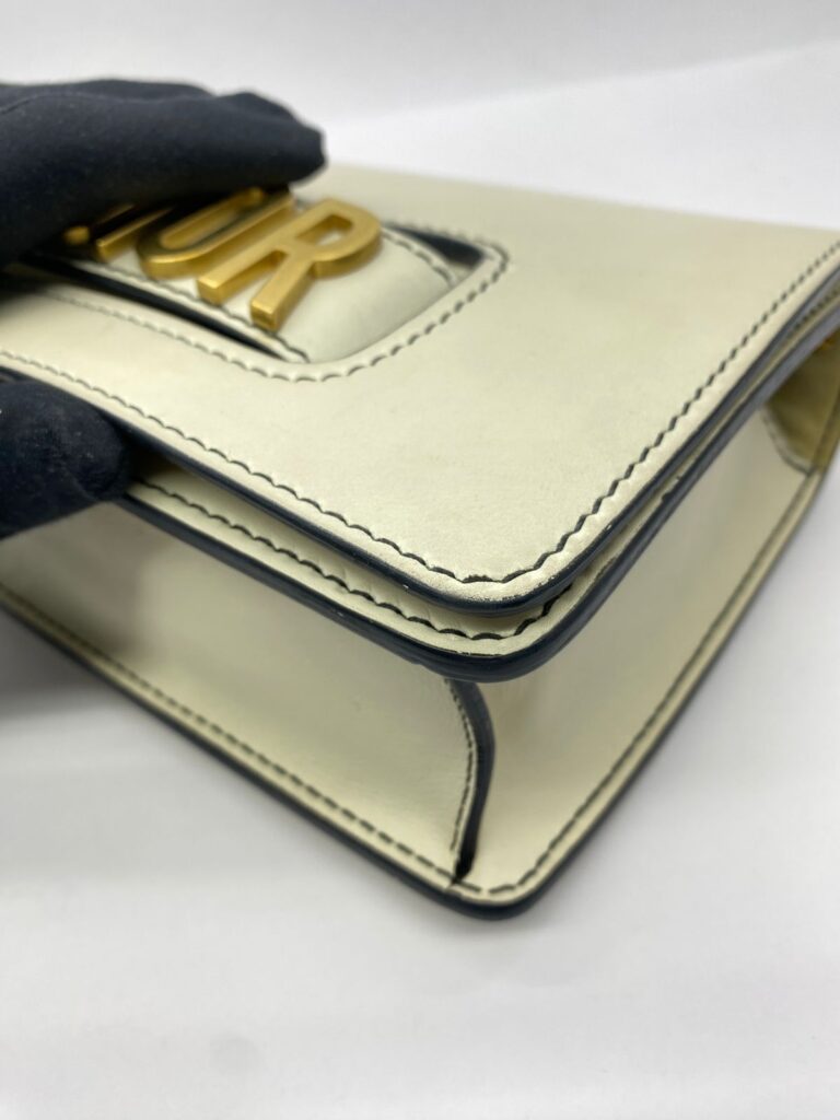 J'Adior Chain Flap Bag White GHW