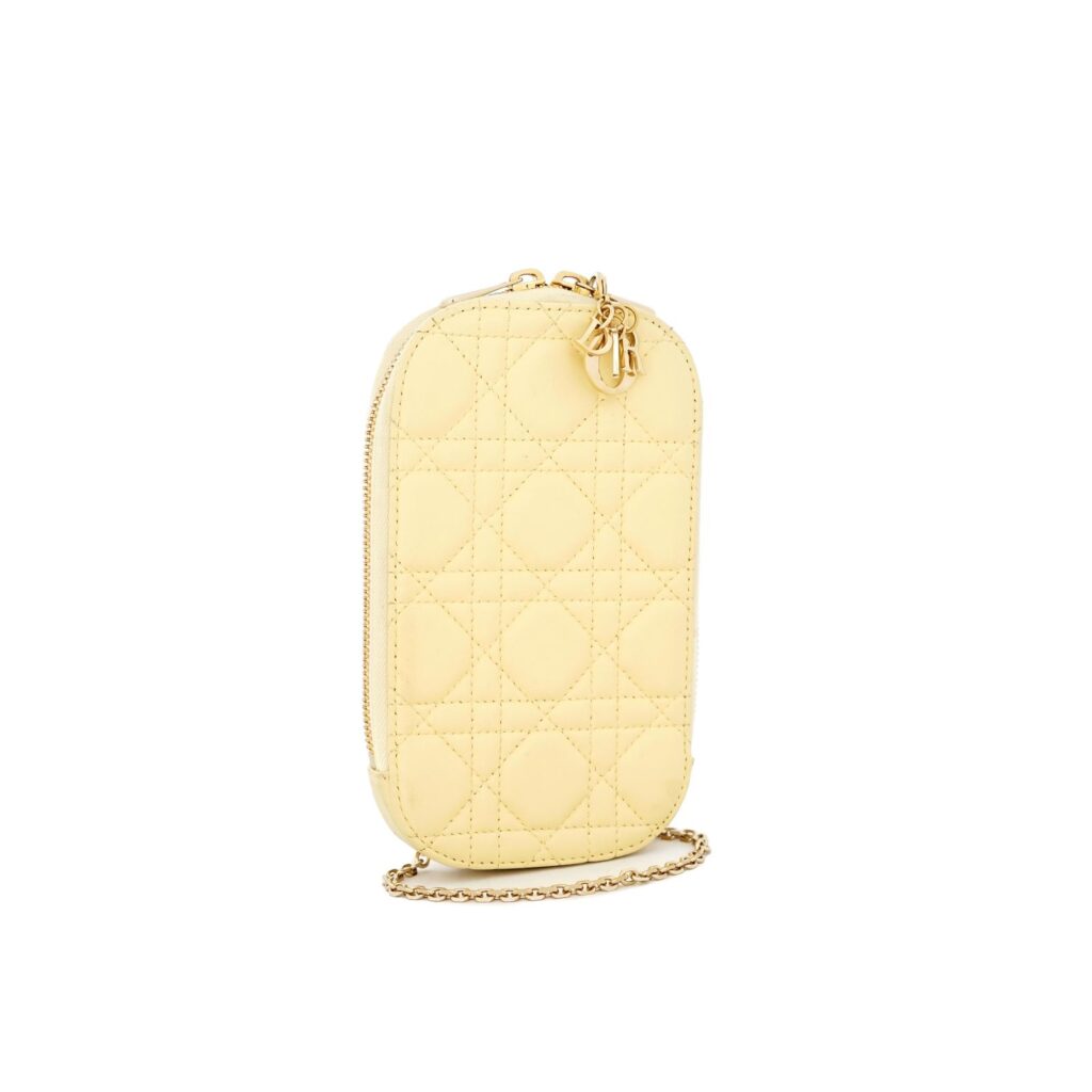 Lady Dior Tech Holder Soft Yellow Lambskin LGHW