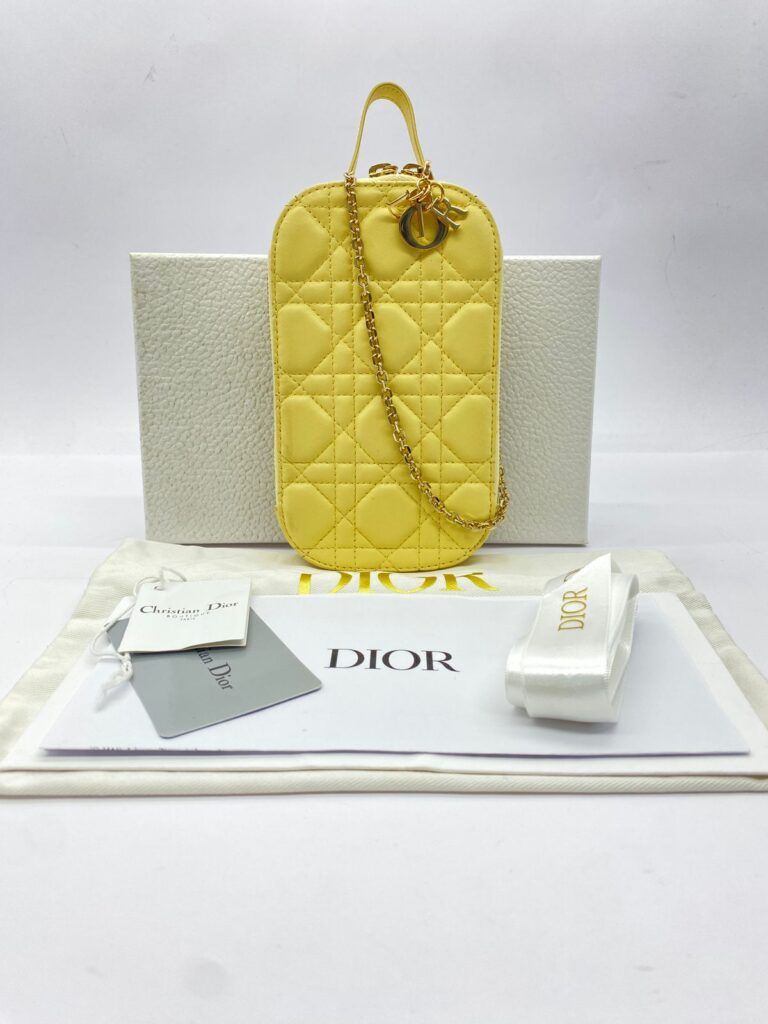 Lady Dior Tech Holder Soft Yellow Lambskin LGHW