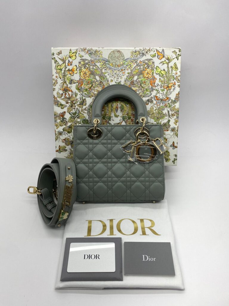 Lady Dior Small Lambskin Stone Gray LGHW