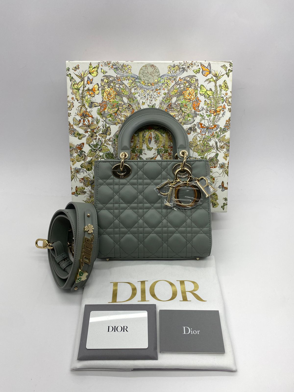 Lady Dior Small Lambskin Stone Gray LGHW