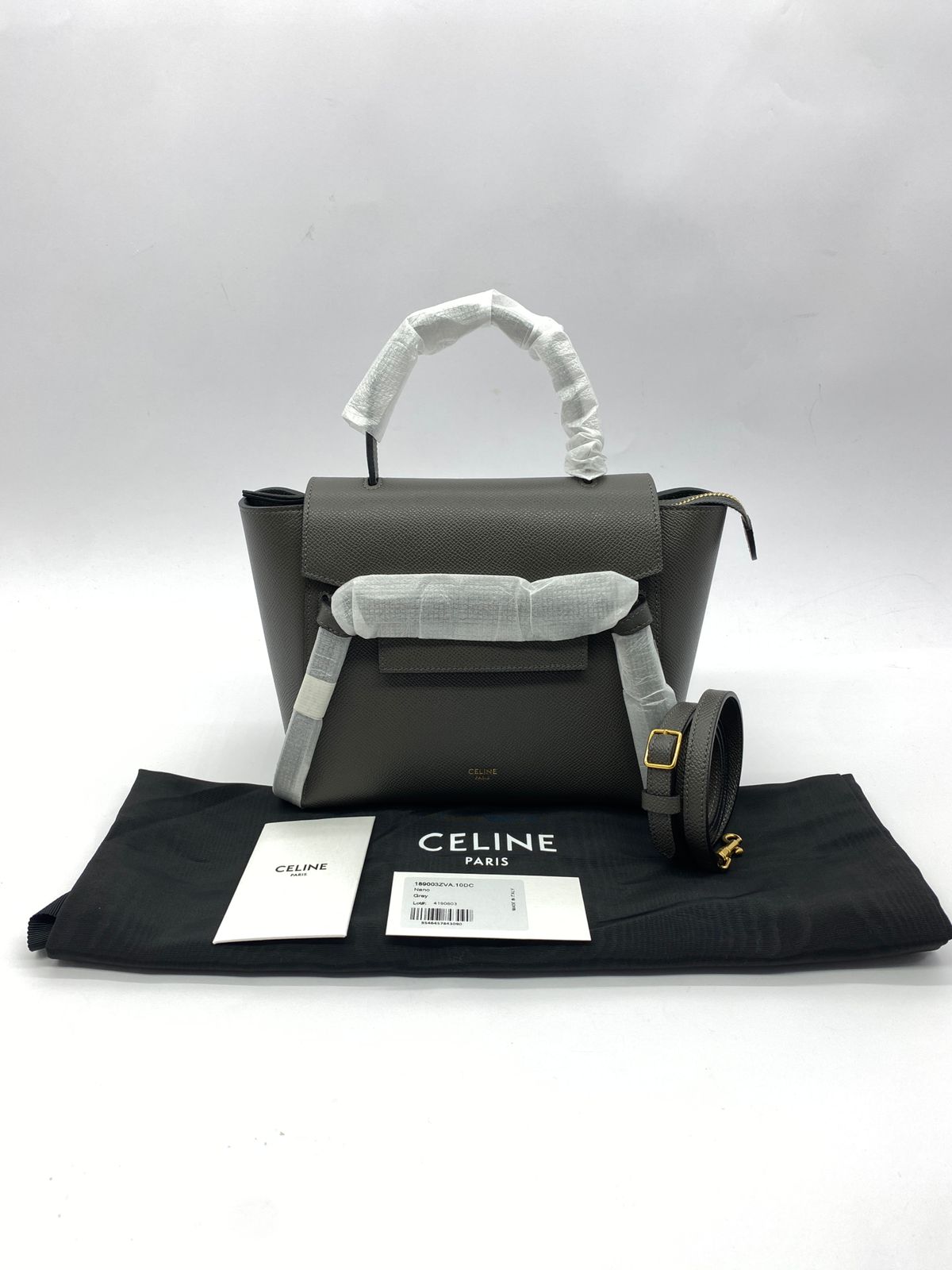 Nano Belt Bag Grained Calfskin Dark Grey GHW