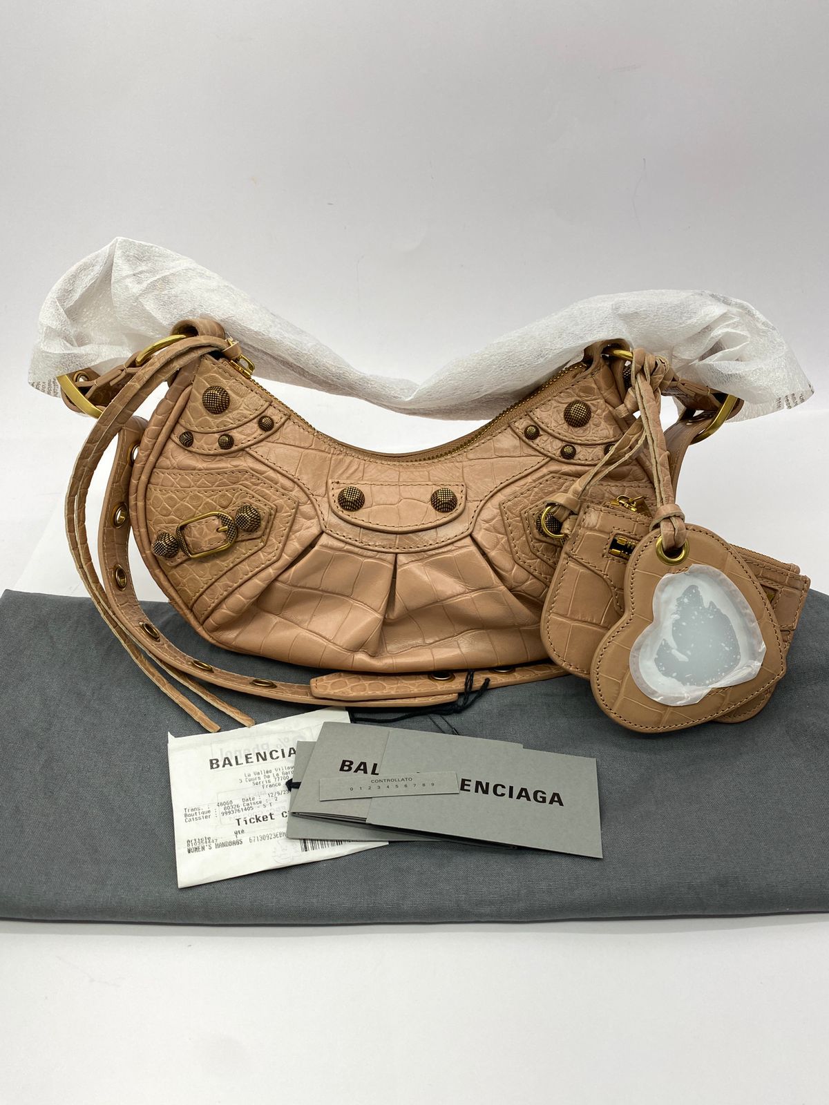 Le Cagole XS Nude Croco GHW