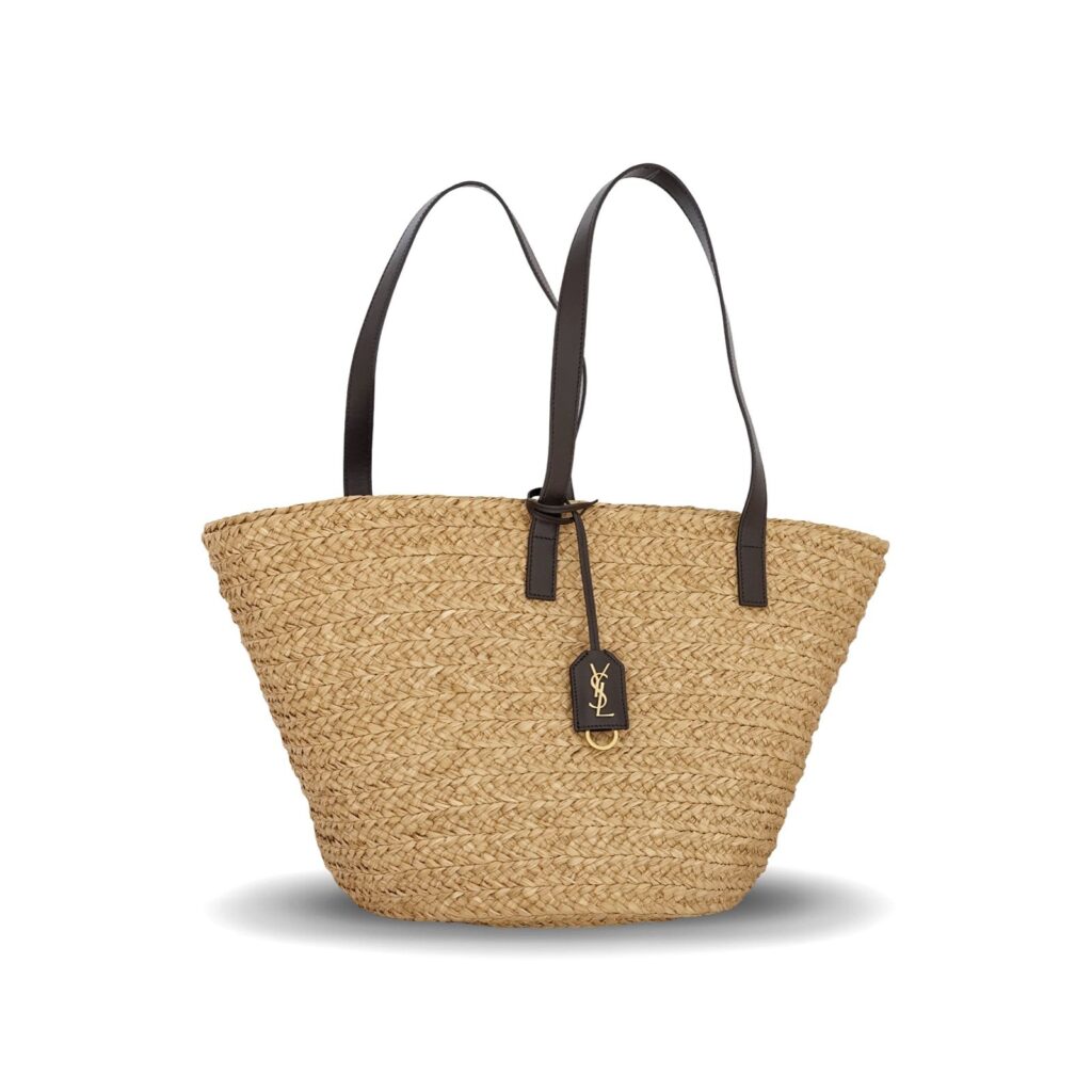 Panier Medium Raffia Ivory Brown GHW