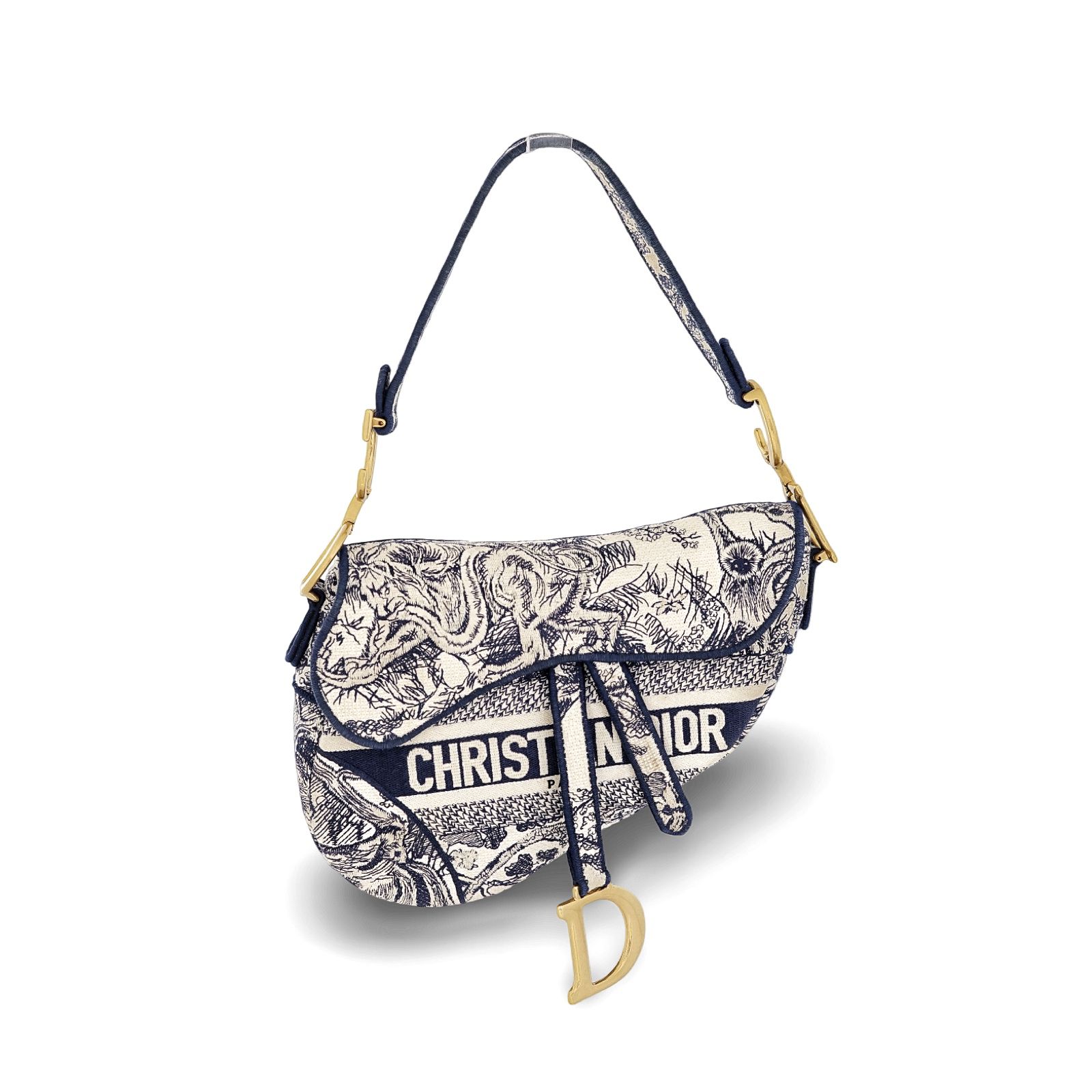 Saddle Medium Canvas Toile De Jouy GHW