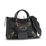 City Small Edge Croco Shiny Dark Grey GHW