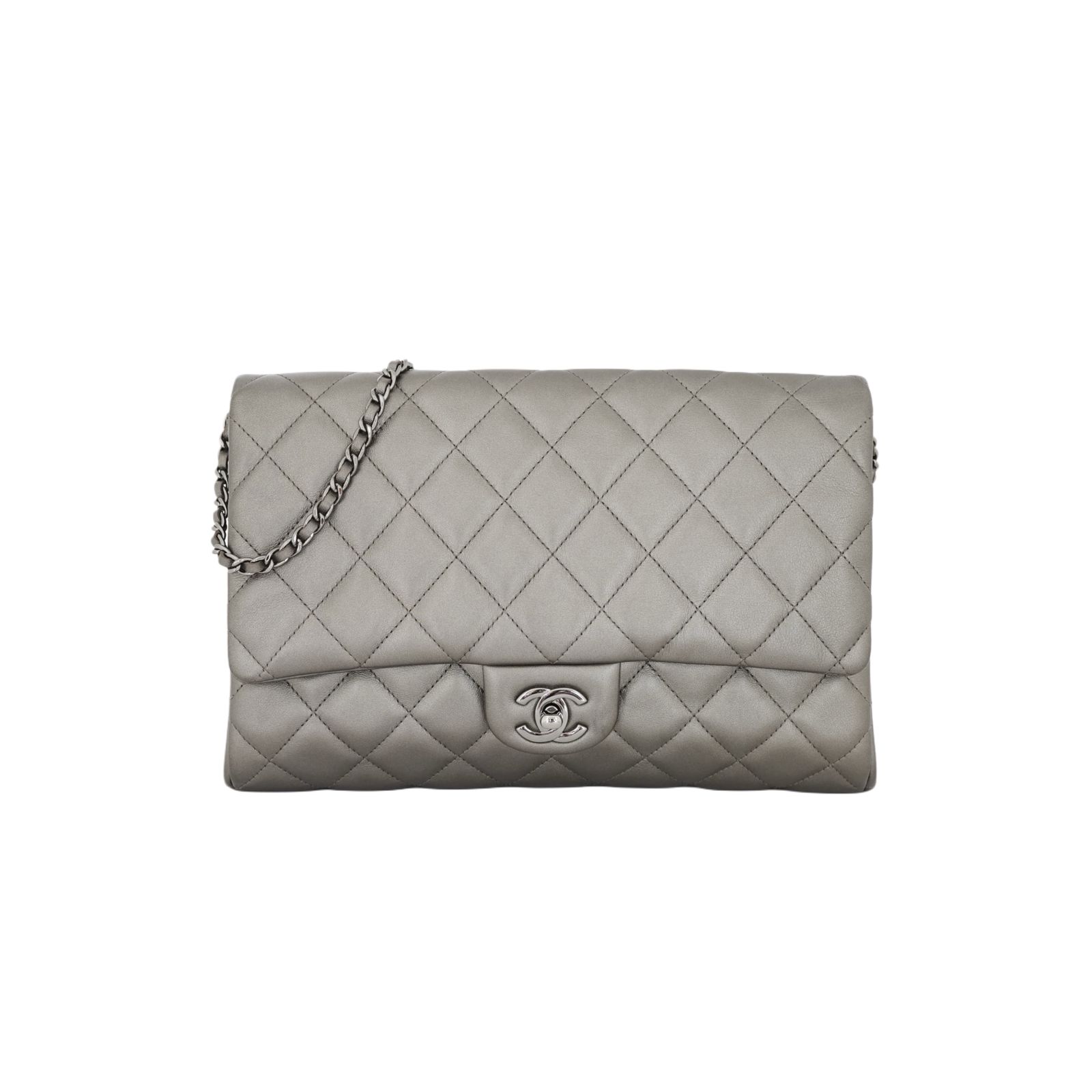 Clutch Bag Grey Metallic SHW