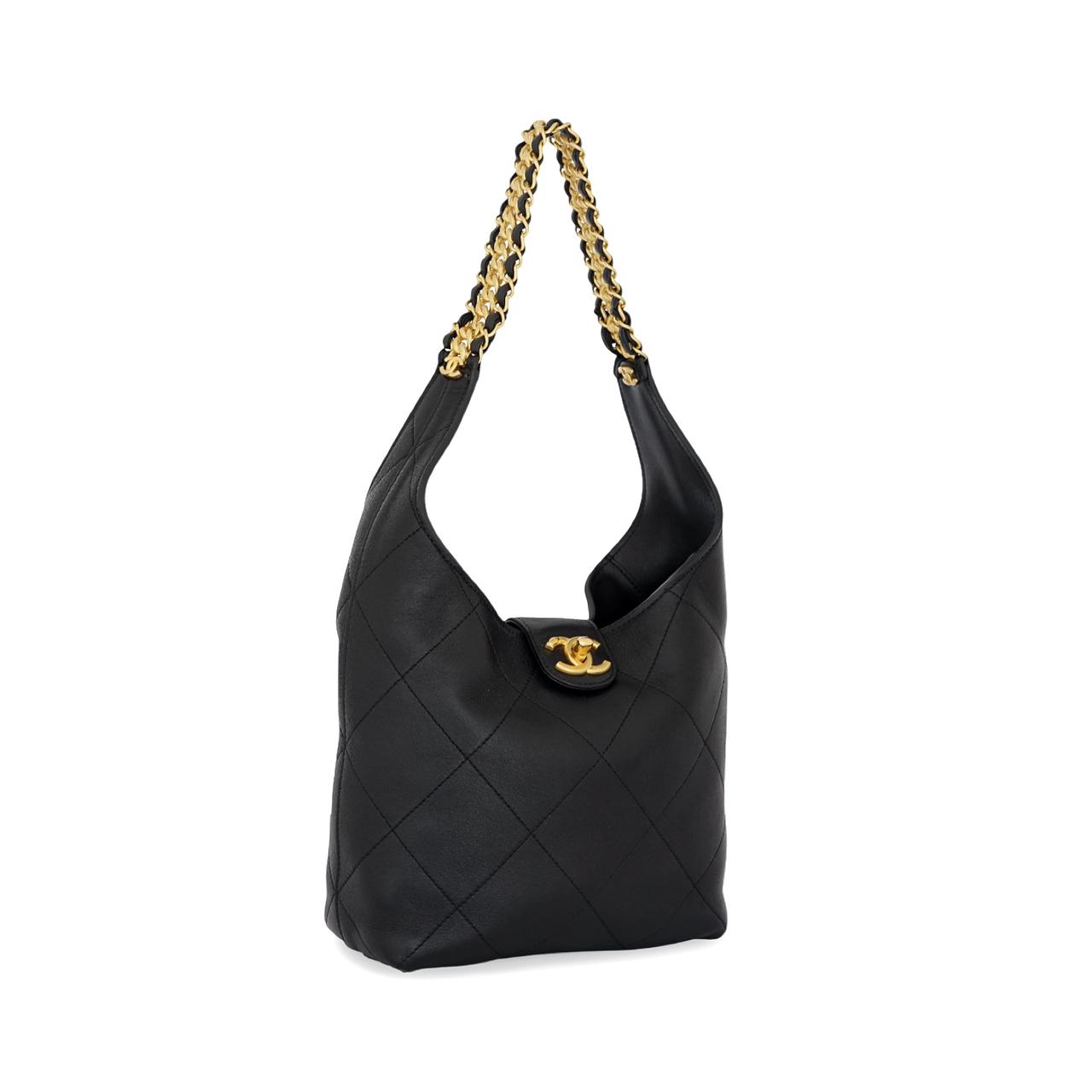 Hobo Bag Lambskin Black GHW