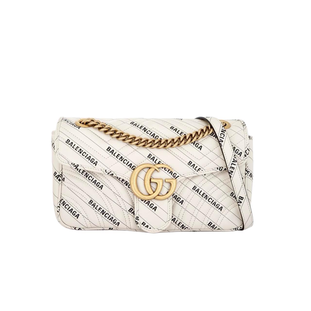 Marmont Flap Small X White Balenciaga Logo GHW