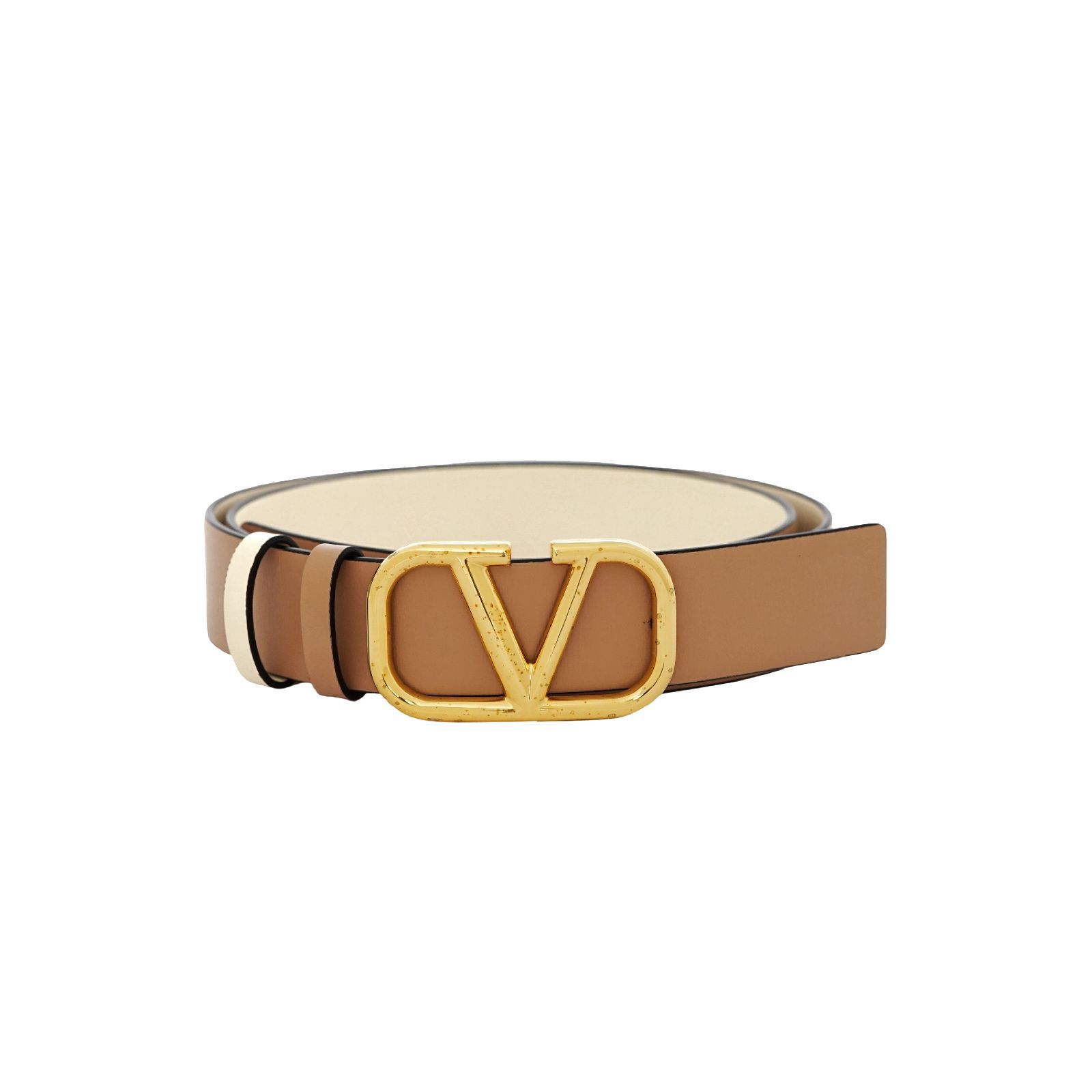 Reversible Vlogo Belt Nude Ivory GHW