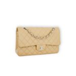 Medium Classic D Flap Lambskin Dark Beige Silver Hardware
