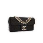 CC Pearl Flap Bag Lambskin Black GHW