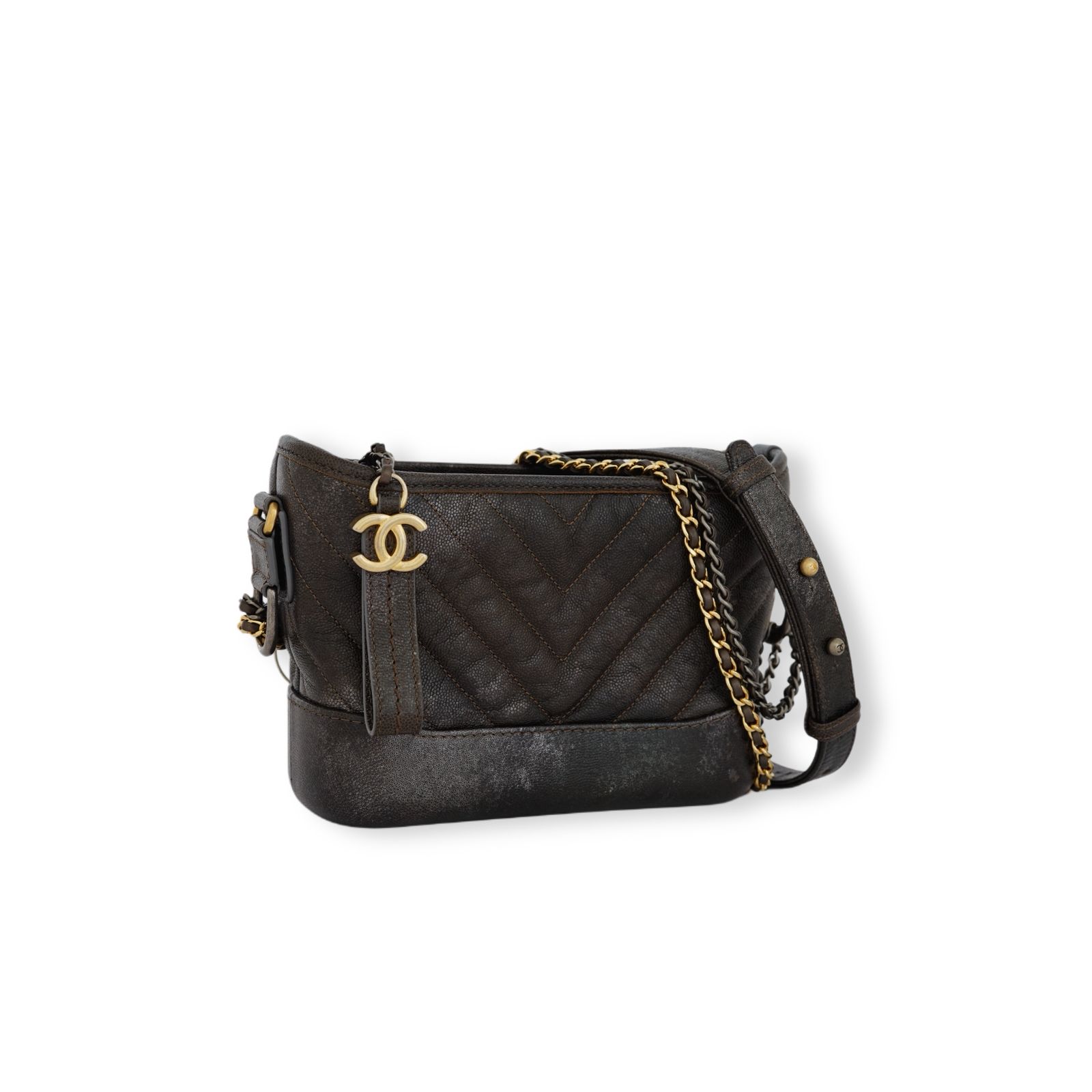 Gabrielle Small Dark Brown Distressed Caviar