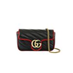 Marmont Super Mini Diagonal Black Red GHW