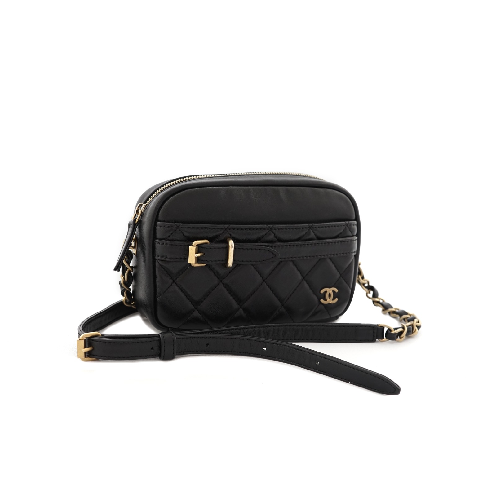 Buckle Camera Quilted Black GHW