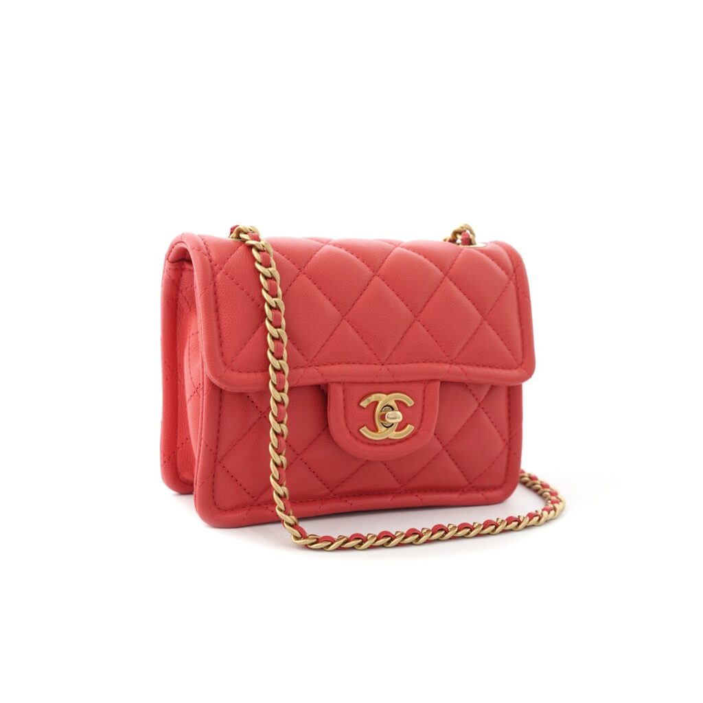 Mini Quilted Pink Coral Caviar GHW