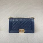 Boy 25 Lambskin Dark Blue Quilted LGHW