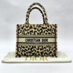 Small Book Tote Canvas Leopard Beige