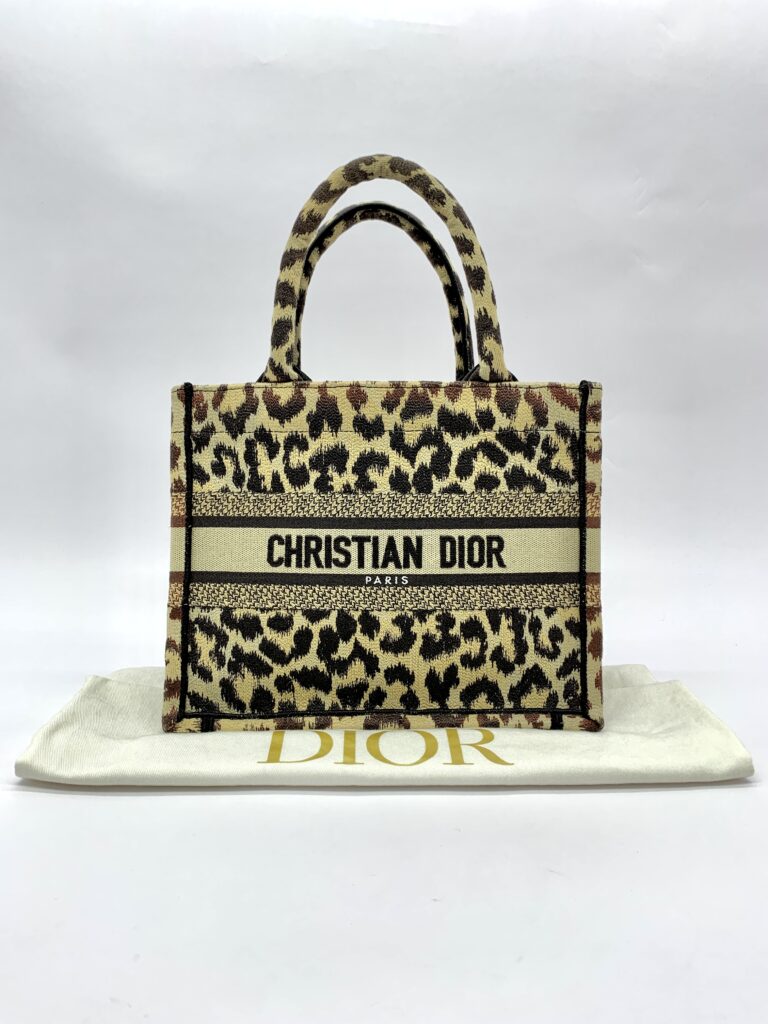 Small Book Tote Canvas Leopard Beige