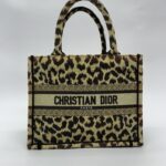 Small Book Tote Canvas Leopard Beige