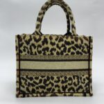 Small Book Tote Canvas Leopard Beige